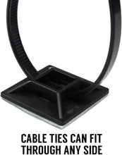 Zip Tie Adhesive-Backed Mounts 100 Pack by Phyxology. Professional-Grade, UV Black Cable Tie Bases: 1.1 x 1.1. Screw-Hole Anchor Point Provides Optimal Strength for Long-Term Durability & Use