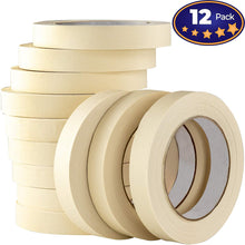 Nova Supply 3/4 in Pro-Grade Masking Tape. 60 Yard Roll 12 Pack = 720 Yards of Multi-Use, Easy Tear Tape. Great for Labeling, Painting, Packing and More. Adhesive Leaves No Residue.