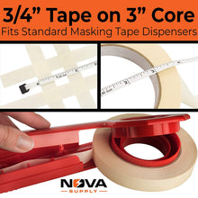Nova Supply 3/4 in Pro-Grade Masking Tape. 60 Yard Roll 12 Pack = 720 Yards of Multi-Use, Easy Tear Tape. Great for Labeling, Painting, Packing and More. Adhesive Leaves No Residue.