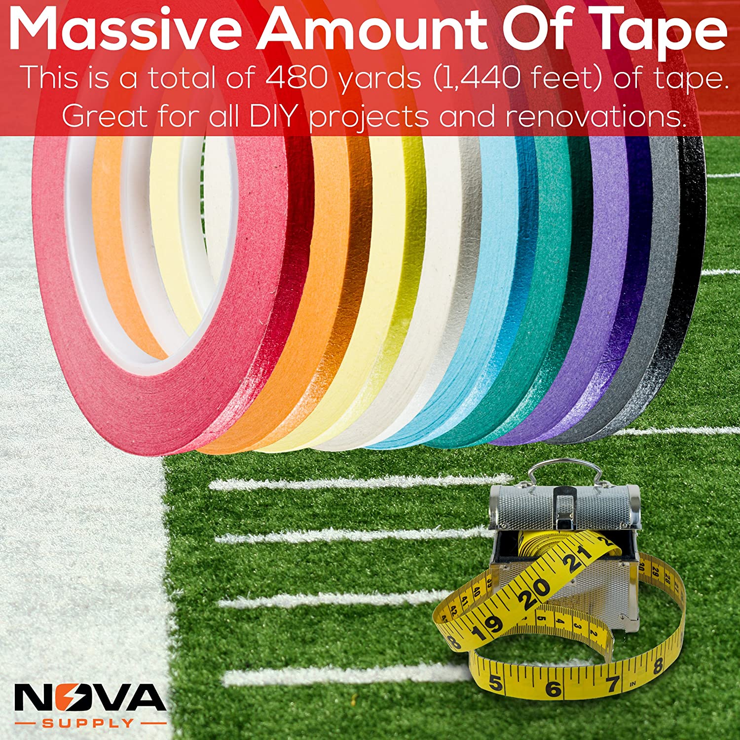 Phyxology 1/4in x 60yd Masking Tape, 8 Color Value Pack. Professional –  Nova Pro Supply