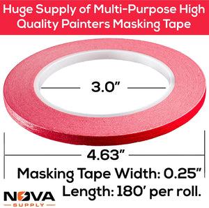 Phyxology 1/4in x 60yd Masking Tape, 8 Color Value Pack. Professional Grade Adhesive is Super Thin, Conforms to Irregular Surfaces, Is Easy to Tear & Release for Labeling, Painting, & Decorating.