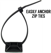Zip Tie Adhesive-Backed Mounts 100 Pack by Phyxology. Professional-Grade, UV Black Cable Tie Bases: 1.1 x 1.1. Screw-Hole Anchor Point Provides Optimal Strength for Long-Term Durability & Use