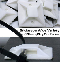 Super-Adhesive X-Large Cable Tie Mounts 100 Pack For Fast, Frustration-Free Wire Management. Anchor These Zip Tie Bases Tools-Free With Sticky Backs Or Use Screw-Holes For Permanent Hold