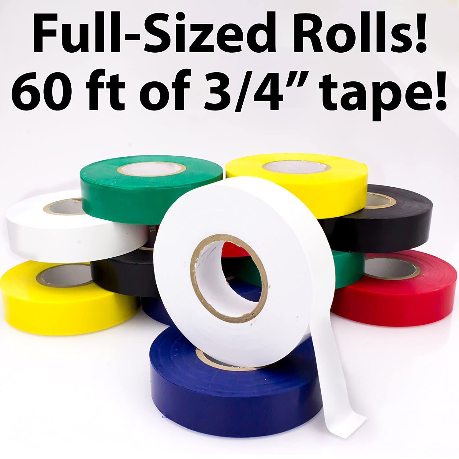 Frienda 50 Pack Electrical Tape 3/4 Inch 65 ft Rainbow Colored Electrical  Tape Waterproof PVC Electrical Insulation Tape Suitable for Use at No More