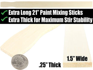 Mega Strong 21in Paint Stir Sticks Pack. Sanded Wood Paddle Stirrers for Mixing Epoxy or Paints in 5 Gallon Buckets. Great for Yard Signs or Garden Stakes, Vegetable Marking and Creative Projects