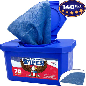 Industrial-Grade, No-Rinse Wet Wipes 140 Pack by Nova Supply. Cuts Grease From Hands, Tools and Work Surface Quickly- No Residue. Heavy Duty, Textured Shop Towels. Big, Citrus Scented Bucket of Rags