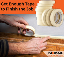 Nova Supply 3/4 in Pro-Grade Masking Tape. 60 Yard Roll 12 Pack = 720 Yards of Multi-Use, Easy Tear Tape. Great for Labeling, Painting, Packing and More. Adhesive Leaves No Residue.